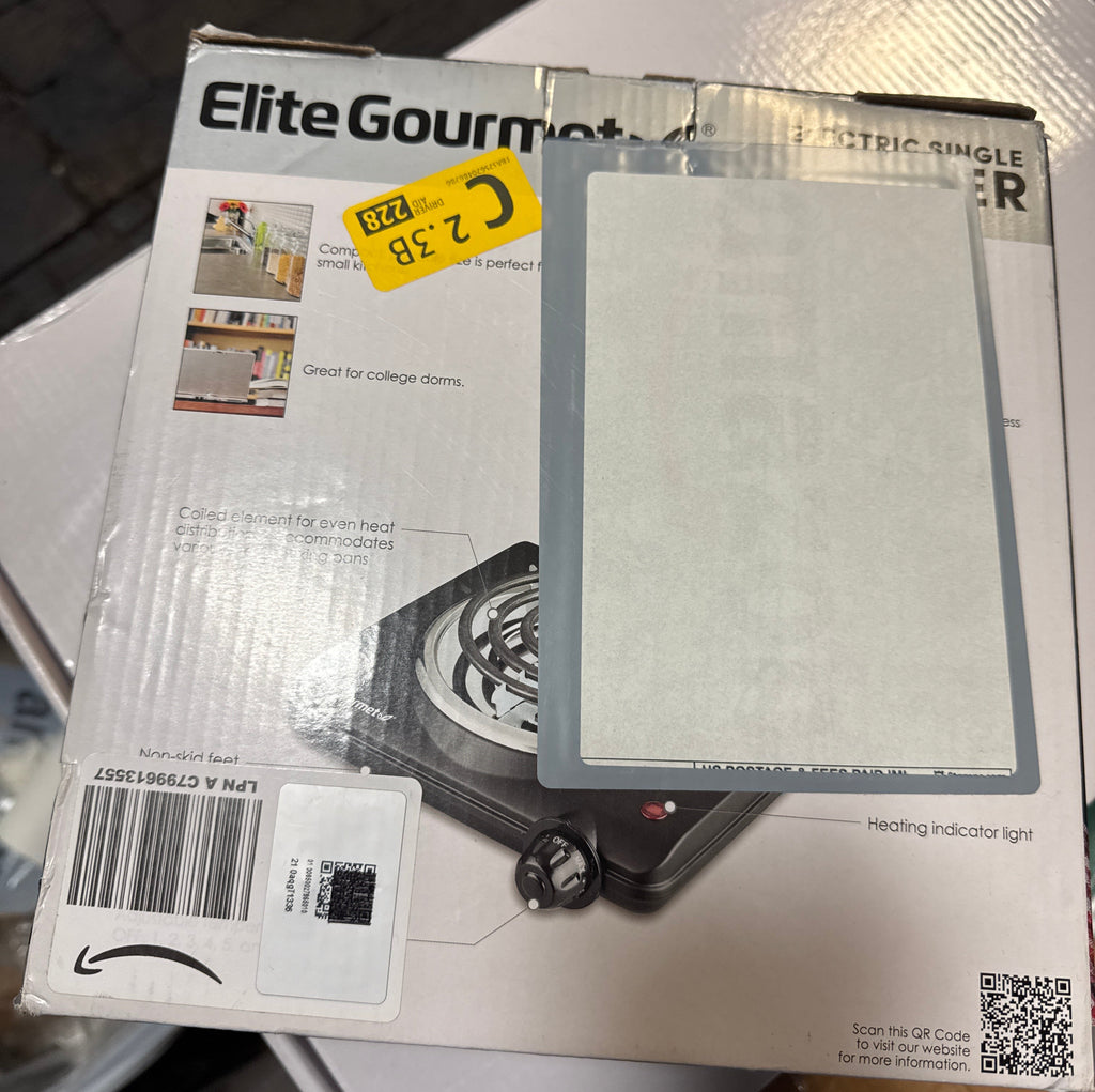 Elite Gourmet ESB100B Countertop Single Coiled Burner Electric Hot Plate, Temperature Control, Indicator Light, Easy to Clean, Black