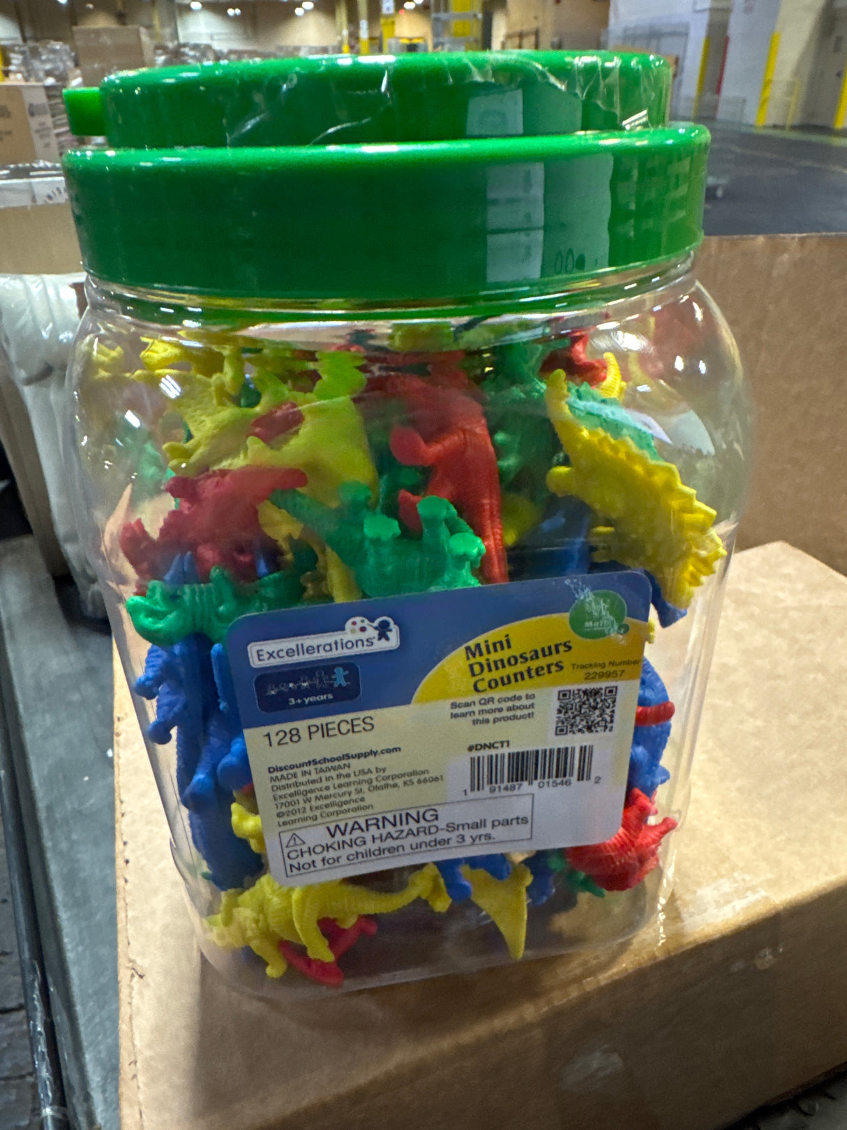 Excellerations Math Manipulatives Set of 128 Mini Dinosaur Counters 1.5" -2", STEM Educational Toys for Mathematics, Preschool