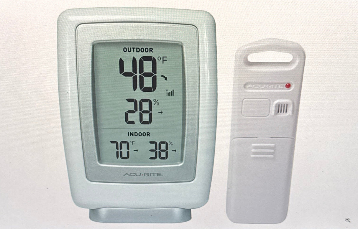 AcuRite 01136M Wireless Thermometer with Indoor/Outdoor Temperature and Humidity, White