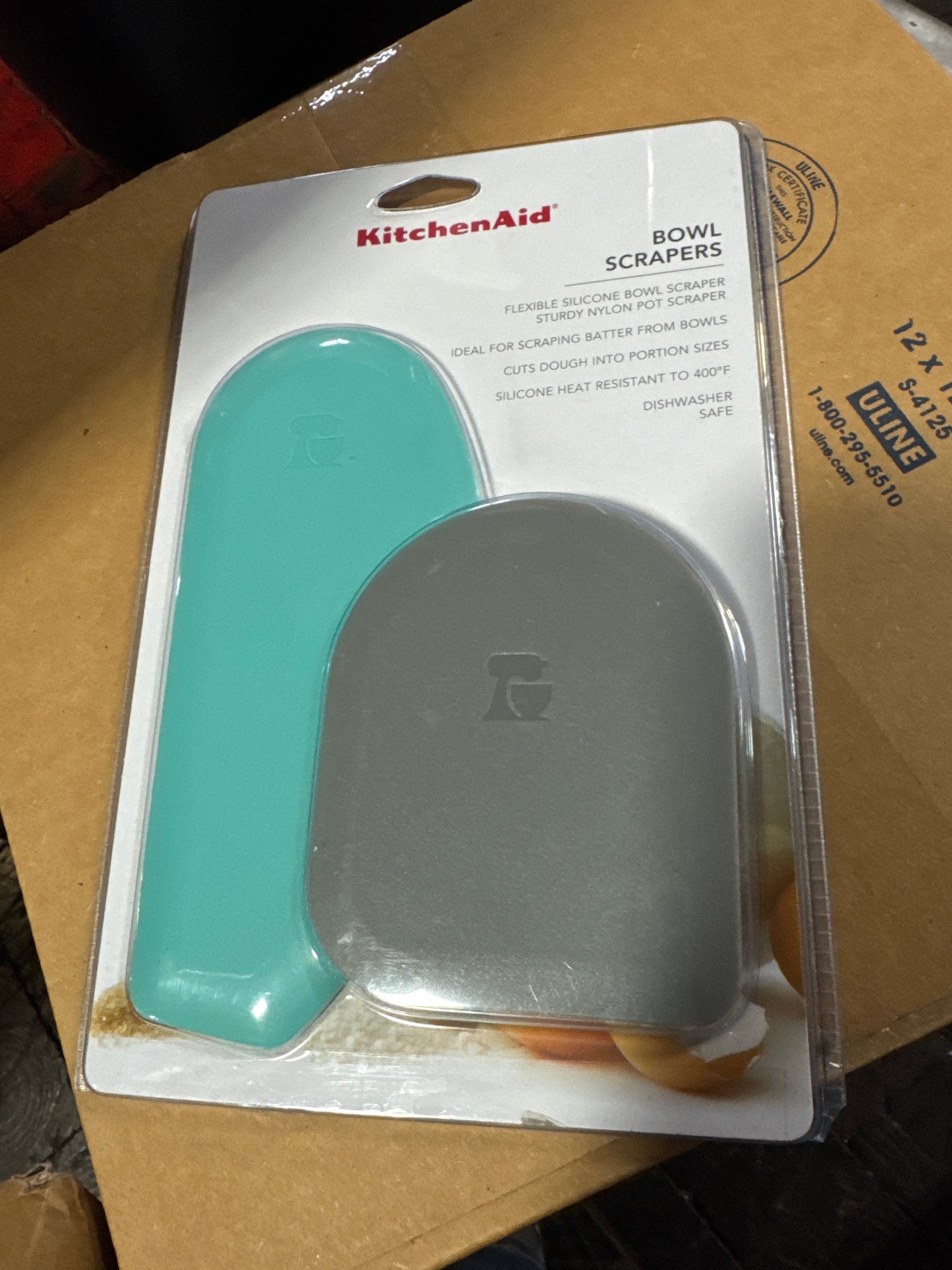 KitchenAid Gourmet Bowl Scraper, Set of 2, Aqua Sky and Storm Grey