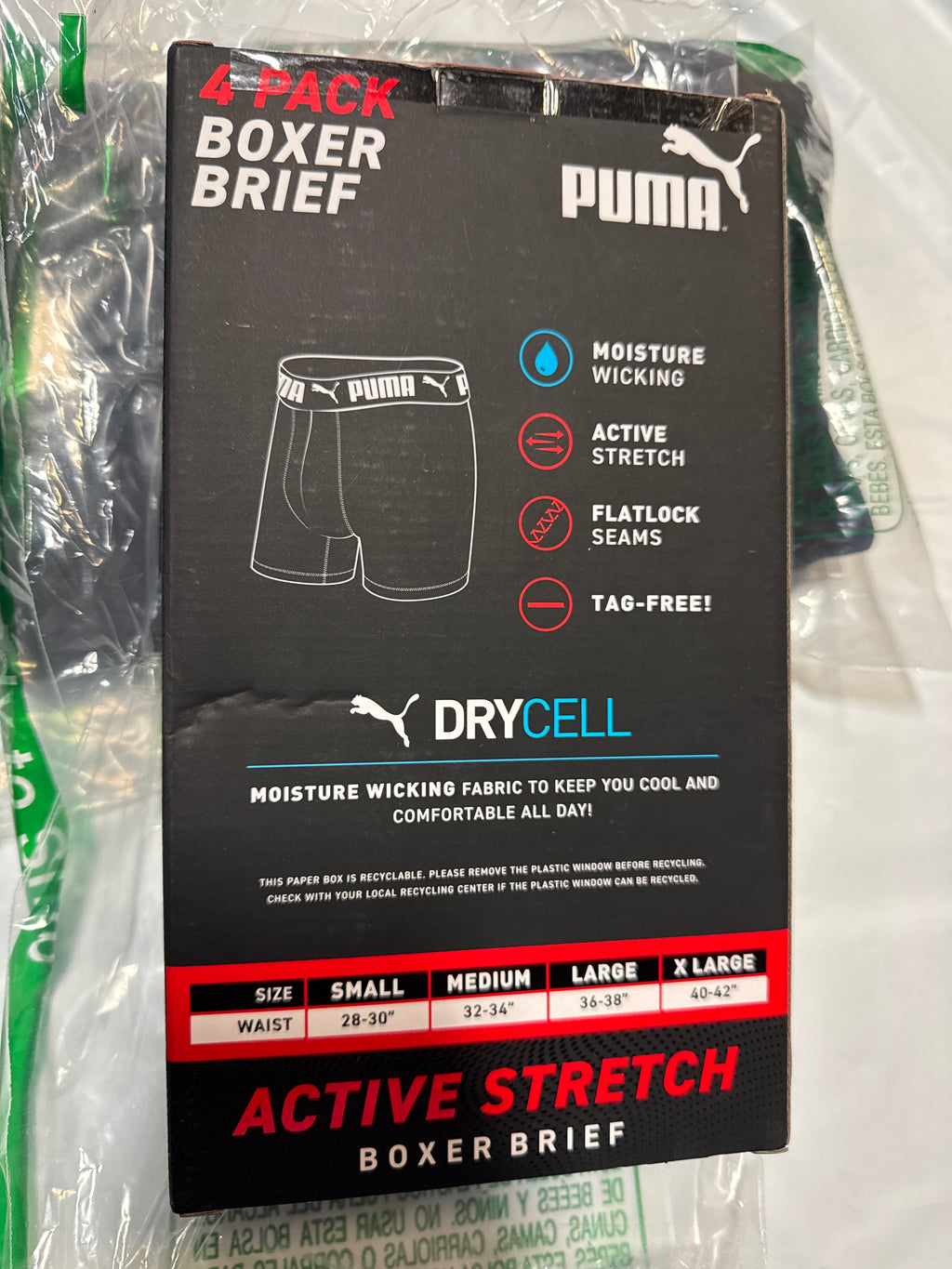 PUMA Mens 4 Pack Active Stretch Boxer Brief