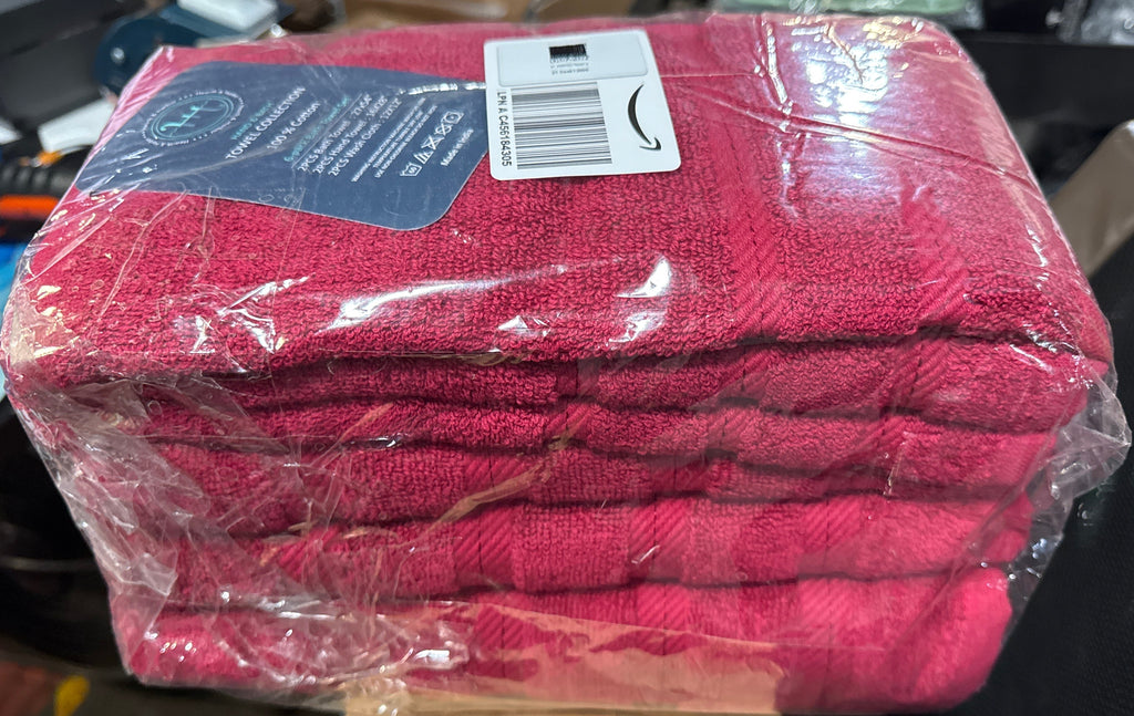 Hand & Bath 6 Piece Towel Collection- Red- 100% Cotton Made in India