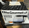 Elite Gourmet EKT1001 Electric 1.0L BPA-Free 1100W Glass Kettle Cordless 360° Base, Stylish Blue LED Interior, Handy Auto Shut-Off Function – Quickly Boil Water For Tea & More, Black