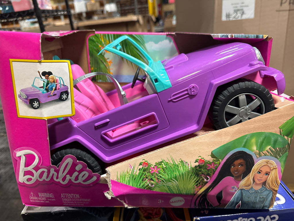 Barbie Off-Road Vehicle, Purple with Pink Seats and Rolling Wheels, 2 Seats, Gift for 3 to 7 Year Olds