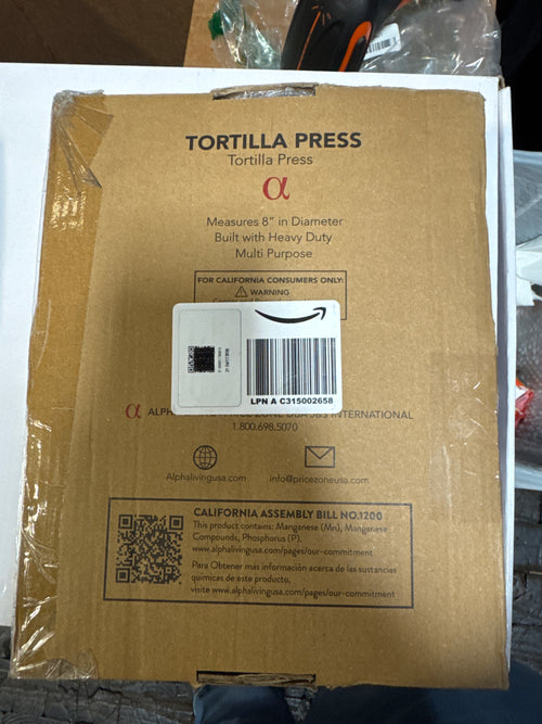 Alpha Living Tortilla Press – 8 Inch Cast Iron Quesadilla Maker – Heavy Duty Empanada Maker Press – Cast Iron Tortilla Maker for Kitchen, Home Use