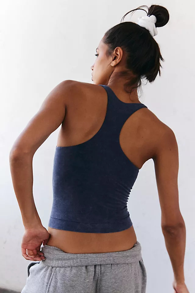 FREE PEOPLE Go To Smooth Square Neck Cami in Washed Midnight Navy | Size XS/S (0-4)