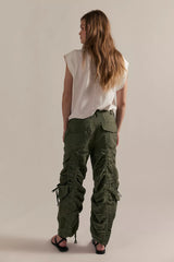 Free People Scorpio Shirred Mid-Rise Cargo Pants Size: L