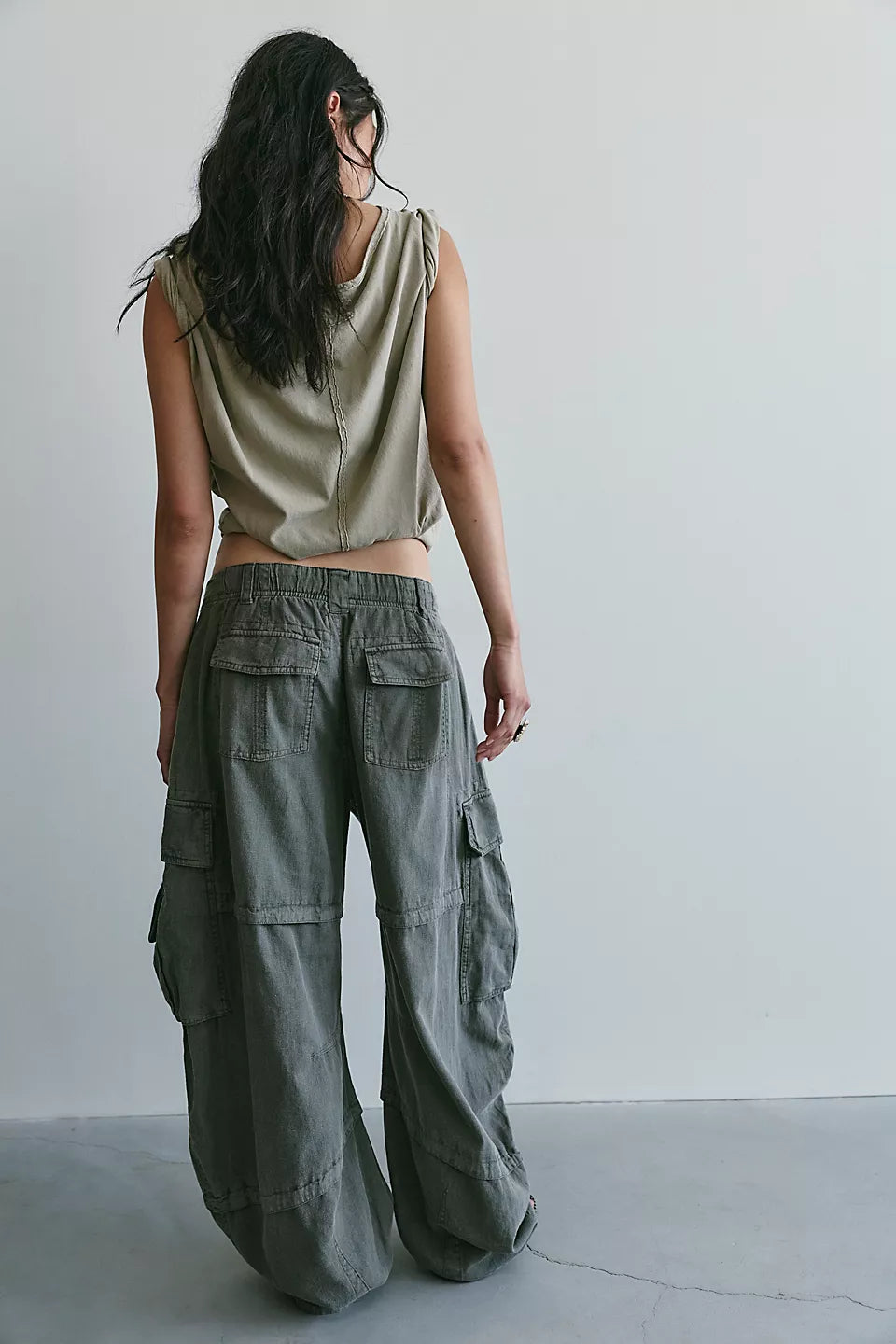 We The Free Reef Curved Linen Cargo Pants-WOMEN'S XL