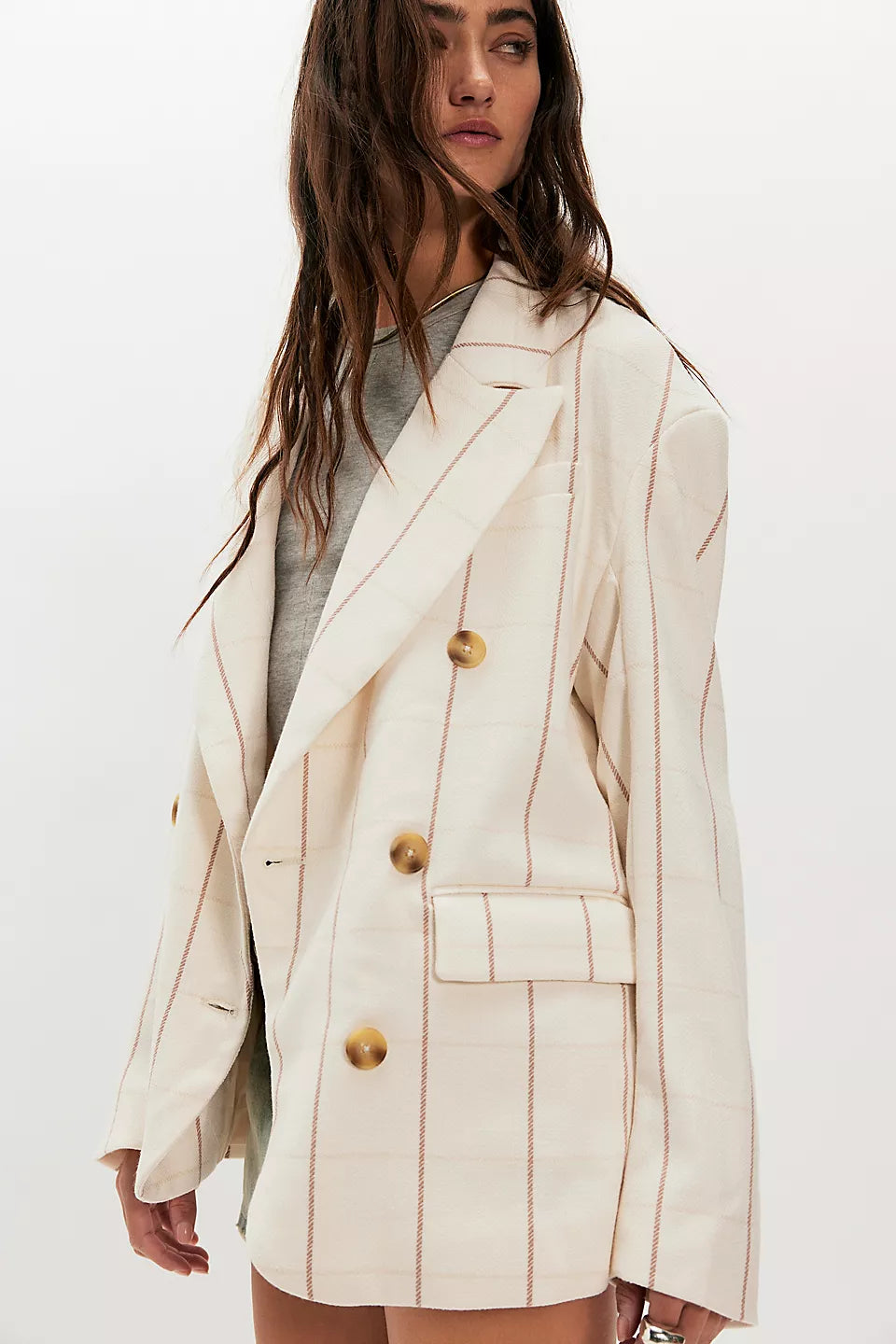 Free People Dean Double-Breasted Blazer Size M