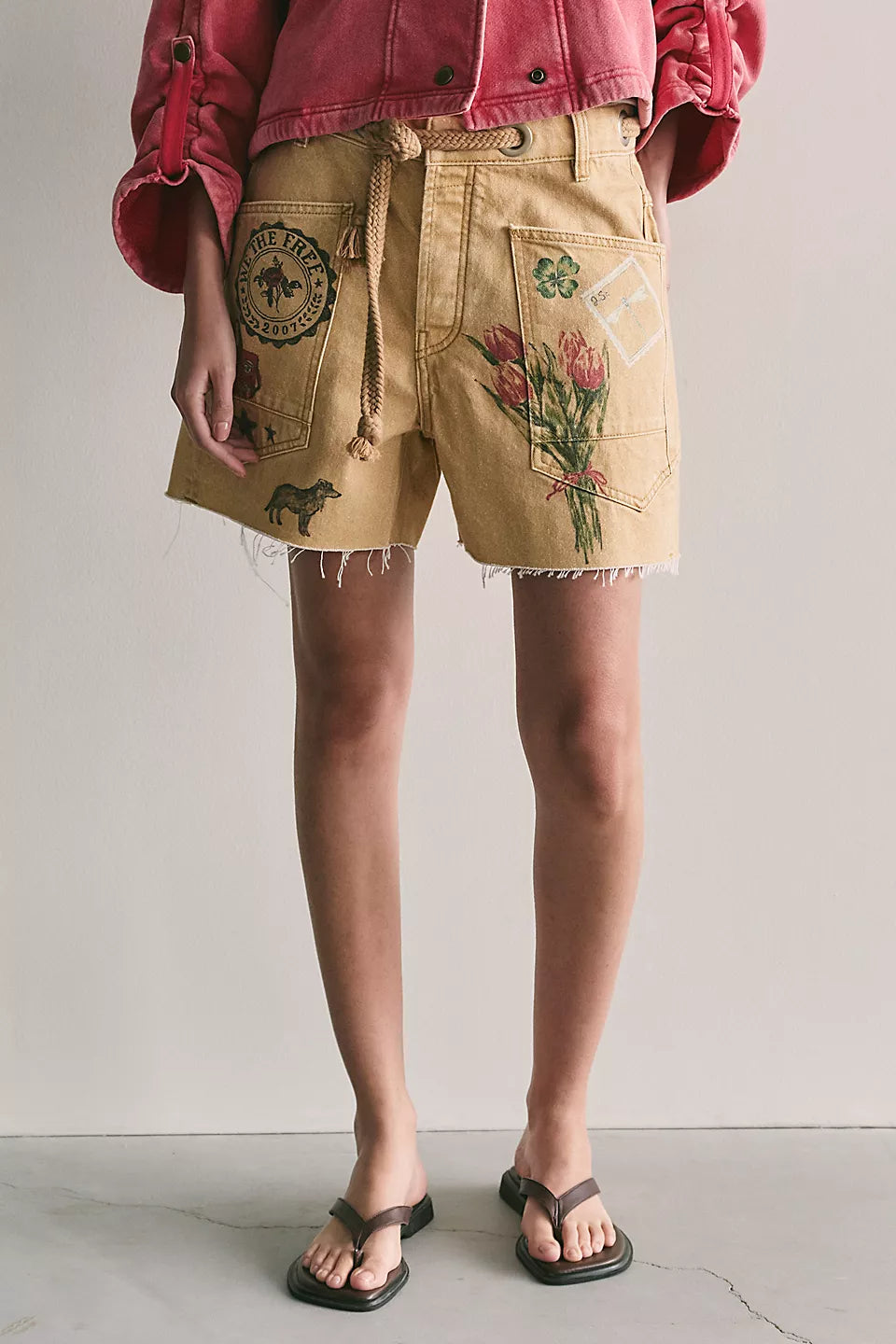Free People We The Free Moxie Printed Barrel Shorts Size 27