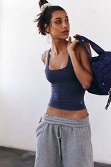 FREE PEOPLE Go To Smooth Square Neck Cami in Washed Midnight Navy | Size XS/S (0-4)