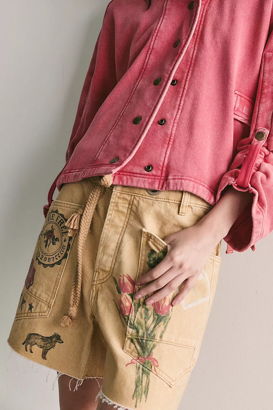 Free People We The Free Moxie Printed Barrel Shorts Size 27