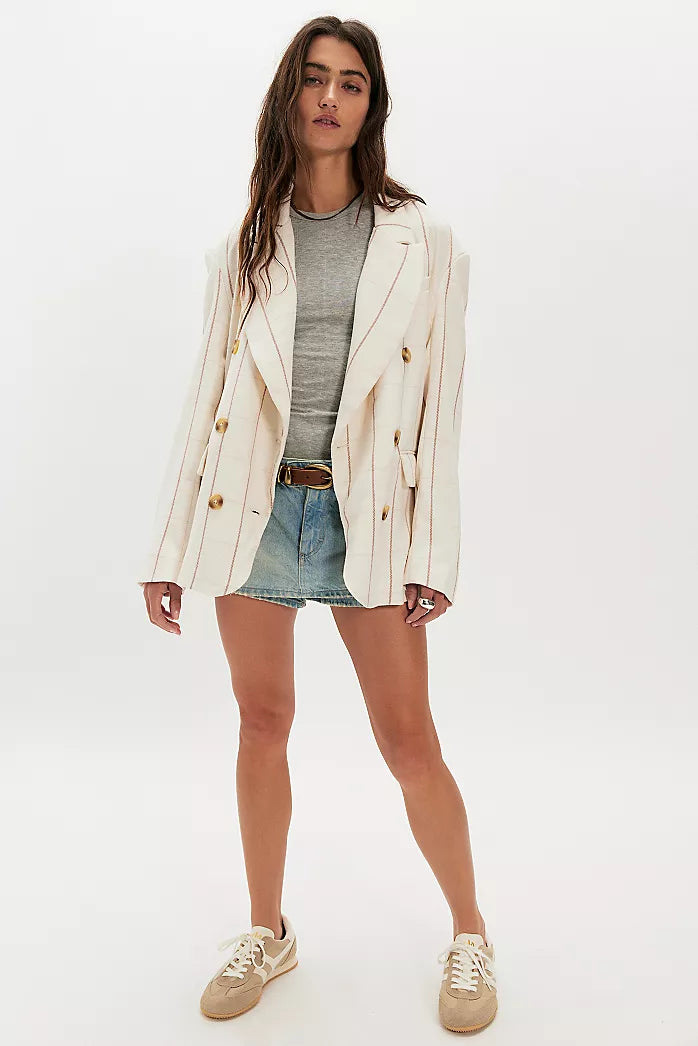 Free People Dean Double-Breasted Blazer Size M