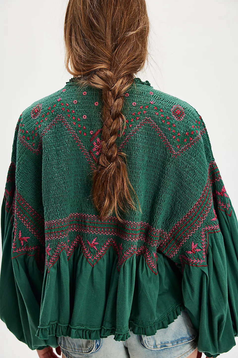 Free People Holly Long Sleeve Knit Top Green Combo Size: L