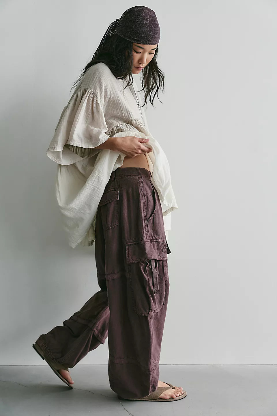 We The Free Reef Curved Linen Cargo Pants-WOMEN'S XL