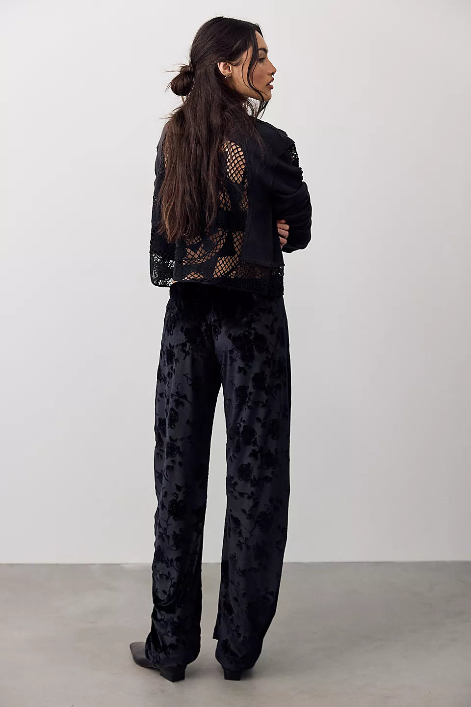 Free People Radiance Velvet Pull-On Pants Black Size M
