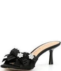 Gianni Bini Lele Satin Rhinestone Embellished Bow Ornament Dress Slide Sandals - Black - Size: 6.5 M