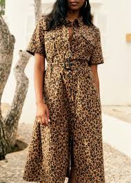 Robe Raquel Imprime Leopard Cafe Dress Women's Size 40