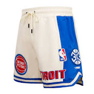 Pro Standard NBA Detroit Pistons Retro Classic DK 2.0 Shorts in the Eggshell/Royal Blue colorway - L