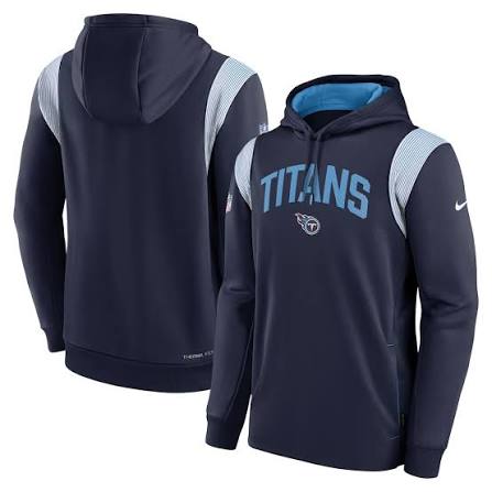 Nike Men's Navy Tennessee Titans Sideline Athletic Stack Performance Pullover Hoodie - Size Small