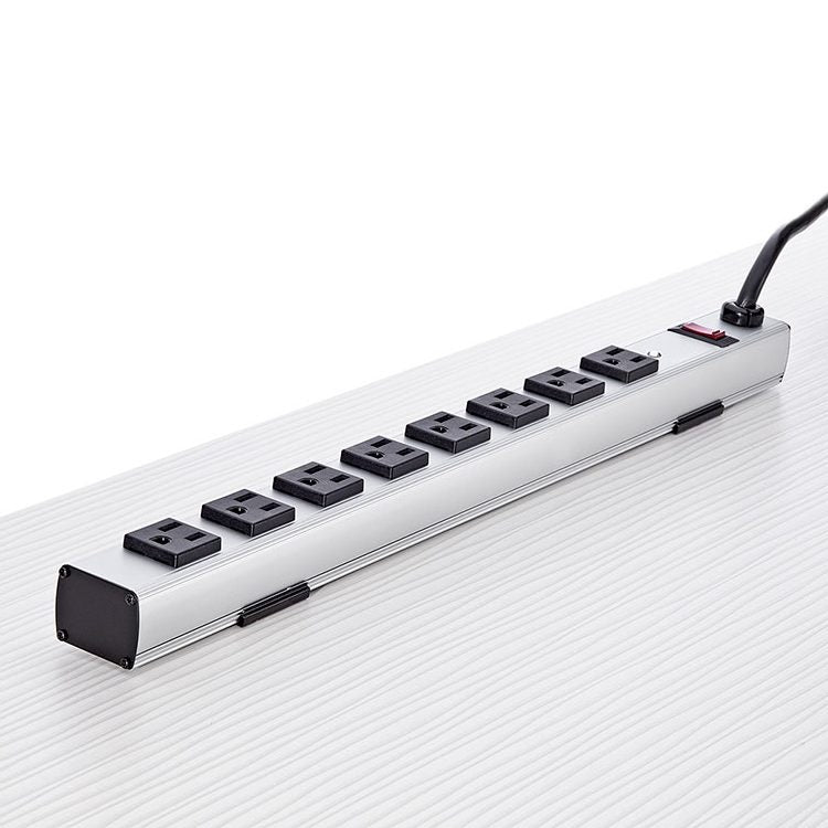 SitOnIt - Eight-Outlet Vertical Surge Power Strip in Aluminum Housing 19"