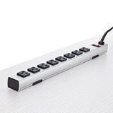 SitOnIt - Eight-Outlet Vertical Surge Power Strip in Aluminum Housing 19"