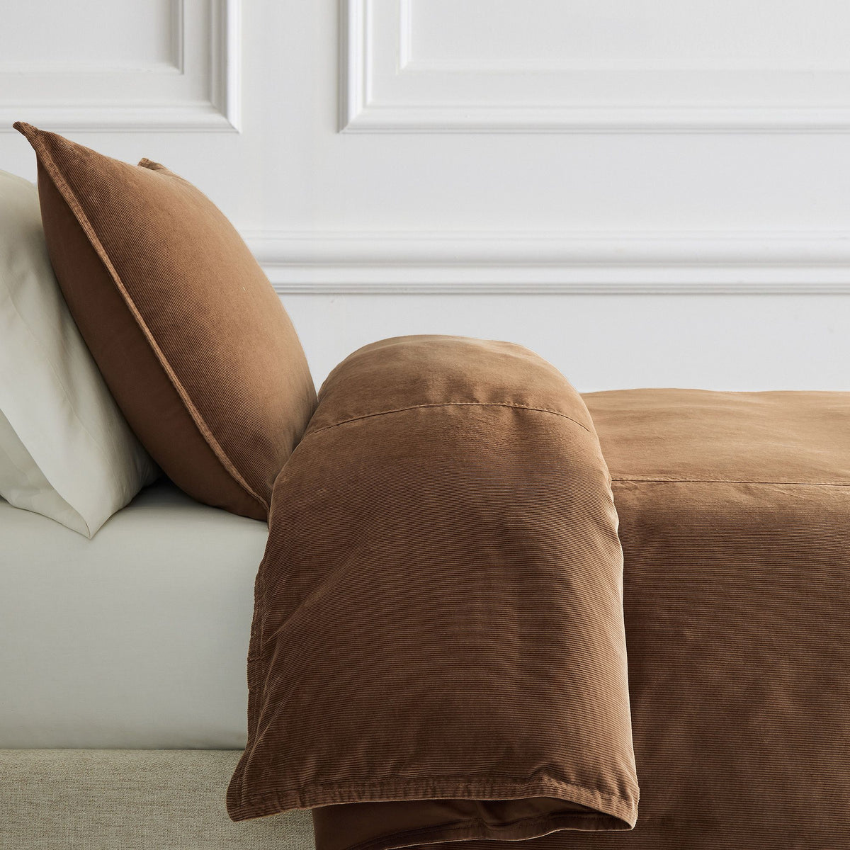 West Elm Corduroy TENCEL™ Twill Duvet Cover , Dark Honey (Size: Full/Queen)