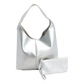Joy CleanBoss Leather Super Soft Bag & Wristlet Set - Silver