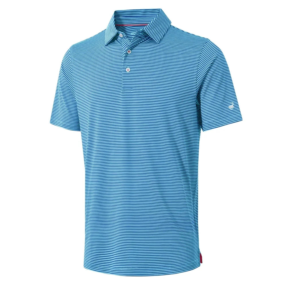 *Michel Rouen Kids' Boys Golf Polo 10/12 aqua stripe