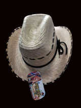SOM-PAL Hats Valdez Kids - Baby Cowboy Hat in Natural Palm With Black Woven Brim - Mexican Size 42