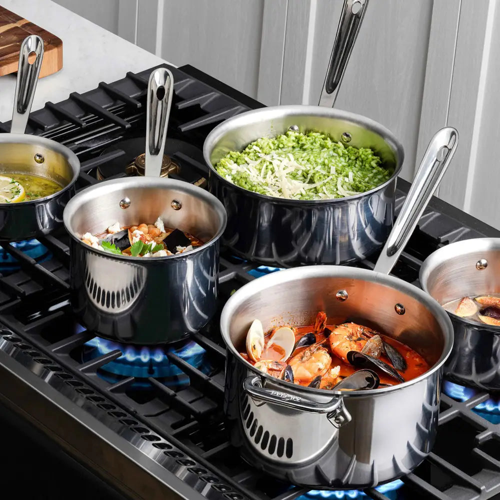 D3 Stainless 3-Ply Bonded Cookware, Sauce Pan with Lid, 3 quart