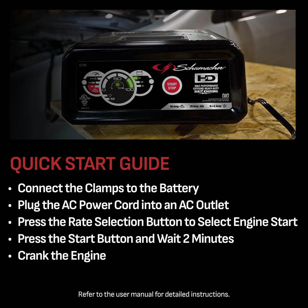 Schumacher Electric 6A Car Battery Charger and 80A Engine Starter, #SC1306