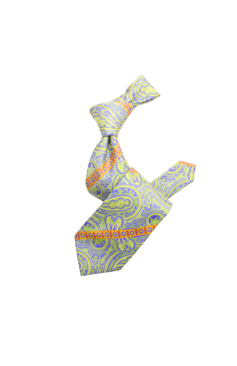 Krazy Paisley E4 | Green & Purple | Tie & Pocket Sqaure