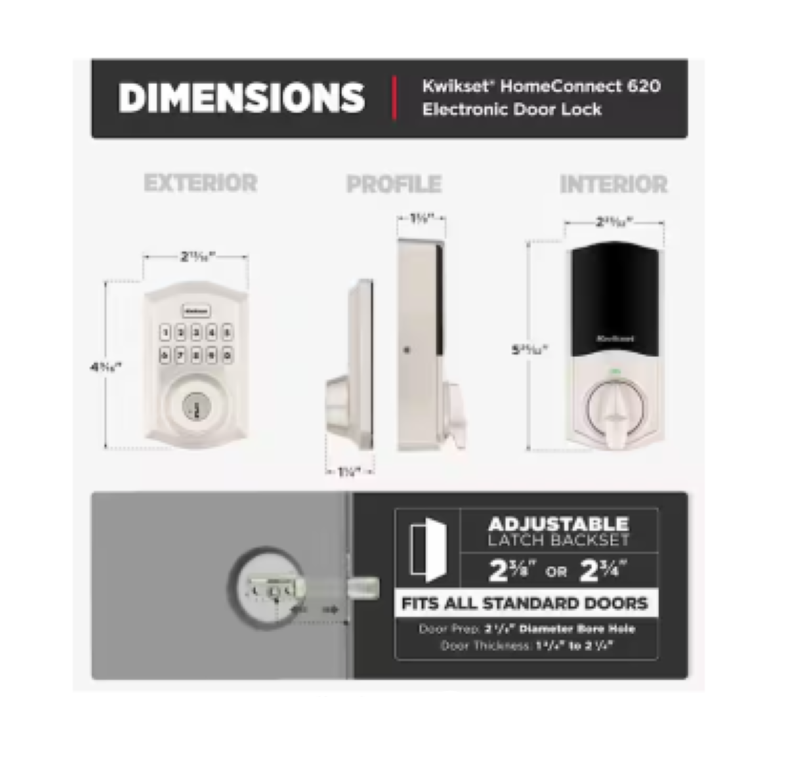KWIKSET HomeConnect 620 | Satin Nickel Finish | Traditional Z-Wave Styling | Long Range Enabled Keypad Smart Lock Deadbolt with Convenient Keyless Entry