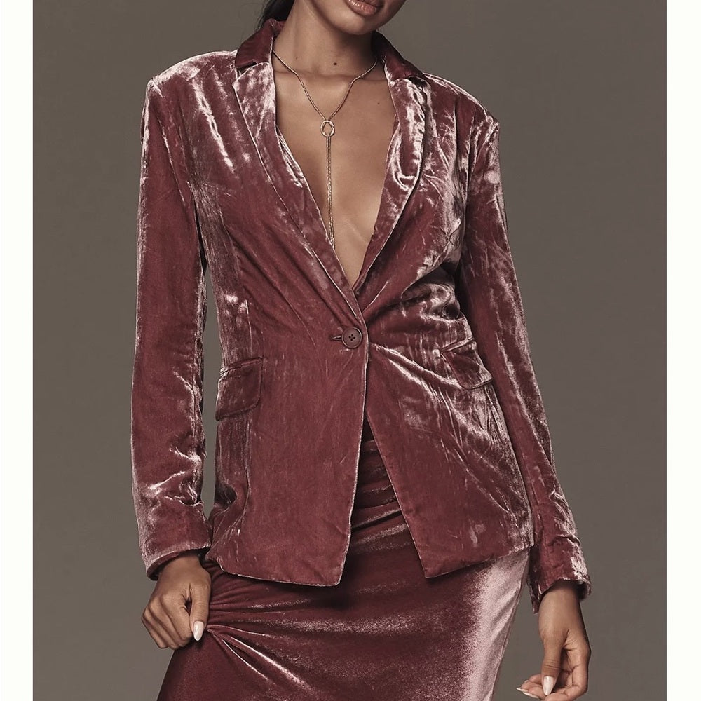 The Tessie Blazer by Maeve: Velvet Edition - Mauve Rose - Size: 2X