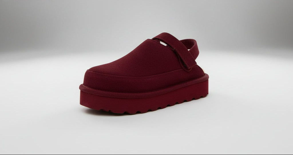 BEARPAW Women's Brooke Suede Slingback Clog - Bordeaux - Size 9 Wide