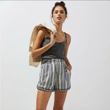 Anthropologie Pilcro Everyday Striped High Rise Shorts in Blue Motif 28