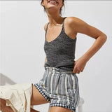 Anthropologie Pilcro Everyday Striped High Rise Shorts in Blue Motif 28