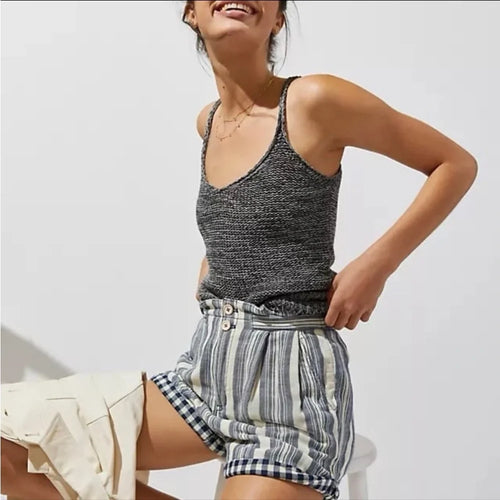 Anthropologie Pilcro Everyday Striped High Rise Shorts in Blue Motif 28