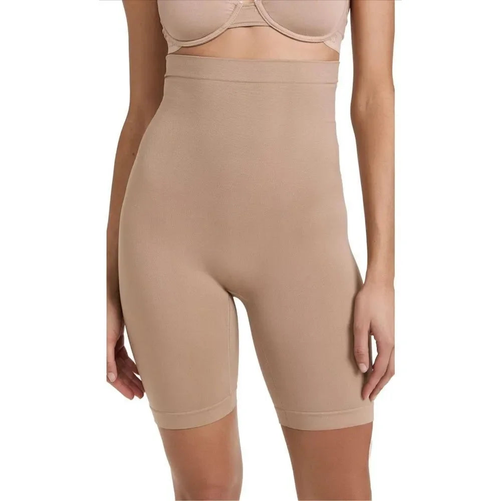 Yummie Seamless Solutions High Waist Thigh Shaper for Women - Almond - Size M/L