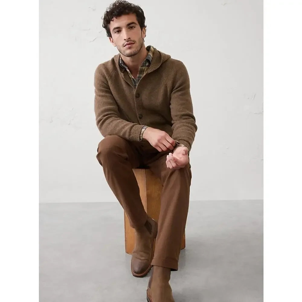 Men's Warm Lofty Sweater Hoodie by Banana Republic - Brown - Size Large