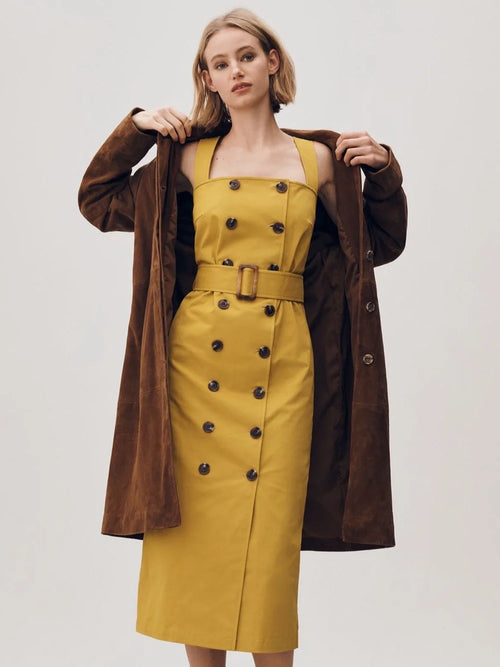 Anthropologie Belted Utility Midi Trench Dress   XS