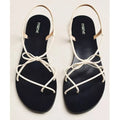 Maeve Anthropologie Ivory Leather Strappy Bow Slingback Sandals  6