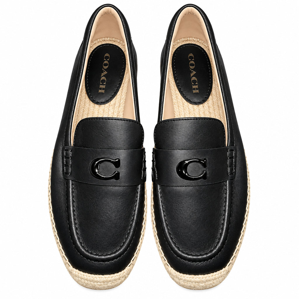 Coach Camilla Leather Espadrille Platform Loafers, Women's - Black, 5.5