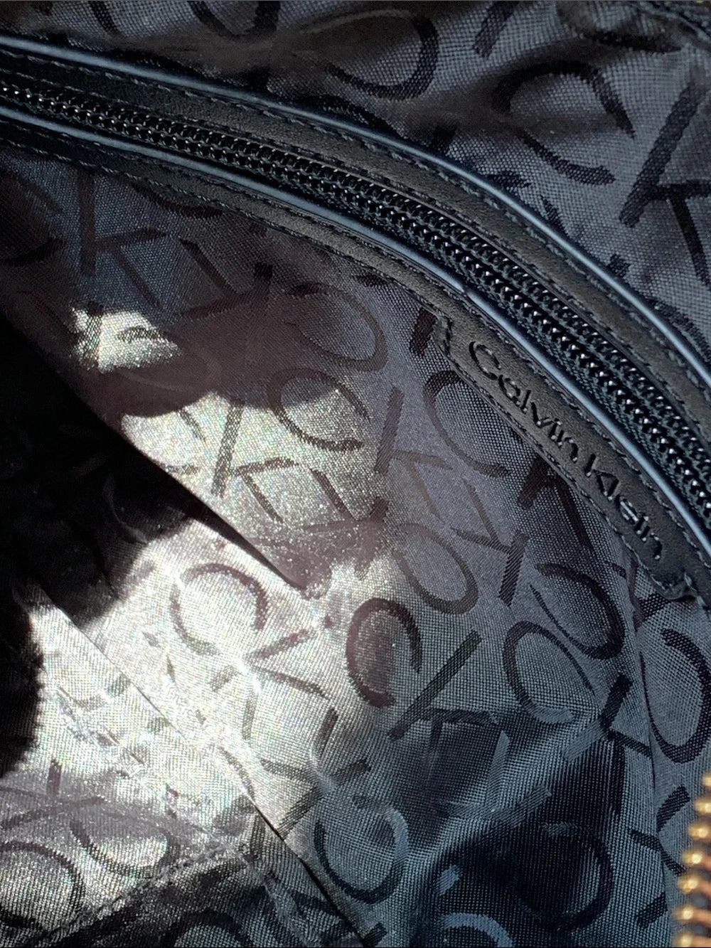 Calvin Klein Brown Monogram Cross Body Bag with Black Strap