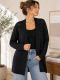 Michael Kors MK Logo Open Knit Cardigan Sweater, Black - Large