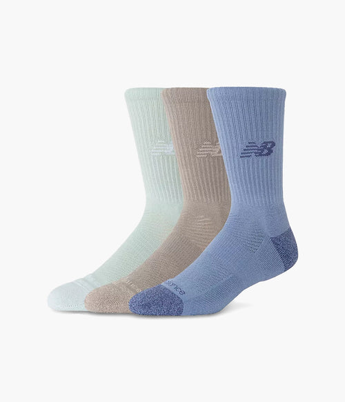 New Balance Active Crew Socks 3 Pack - Blue/Brown/Green - Large (Men 9-13/Women 11-13)