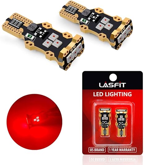 LASFIT 921 912 LED Red Light Bulb, 3rd Brake Tail Lights, Center High Mount Stop Light, 300% Brighter Non-polarity 30,000 Hrs Lifespan, Pack of 2 (New)