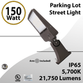 Greentek 150W LED Shoebox Area Light AC 120V-277V CCT 5700K