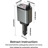 LISEN 4 in 1 | Retractable Cable | Fast Charging | Car Charger